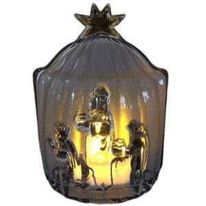 Glass Nativity Scene Candle Holder by Mishka